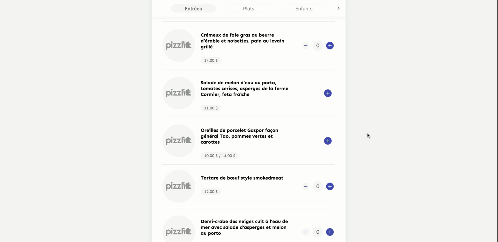 Pizzli Configuration Platform Preview as an Admin